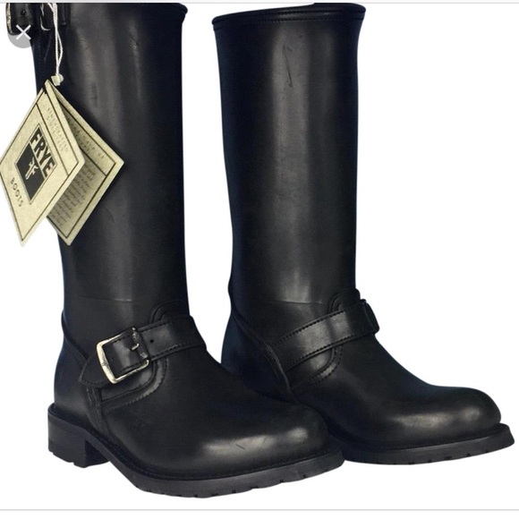 Frye Shoes - Frye Engineer Shearling Tall Rain Boots Buckle